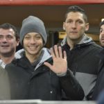 La prima fotografia scattata a San Siro da Mattia Pistoia da dentro il campo: Stankovic, Valentino Rossi e Materazzi, meglio di così…
